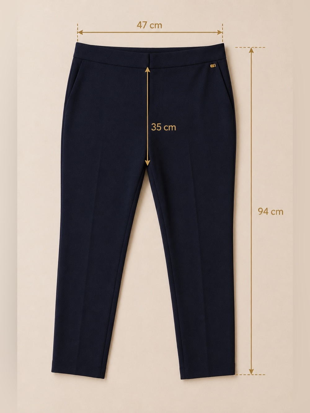 Lauren Ralph Lauren Navy Stretch Ankle Pants XL with Gold Logo Detail - Picture 6 of 7